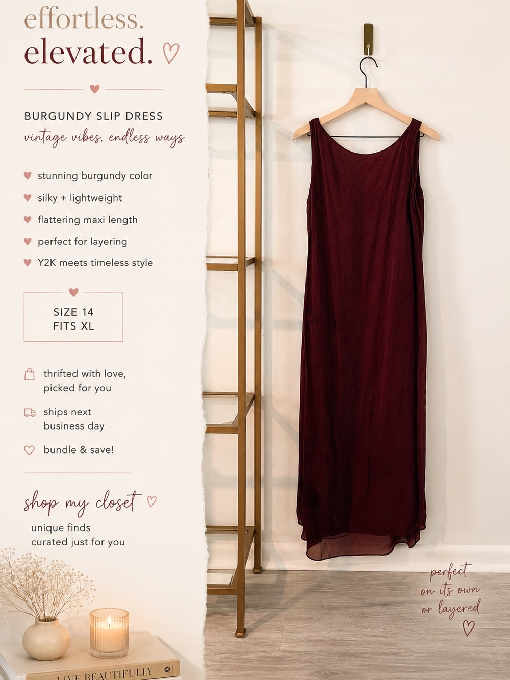 Ann Taylor Burgundy Maxi Slip Dress